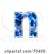Poster, Art Print Of Blue Electric Symbol Lowercase N