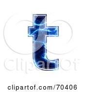 Poster, Art Print Of Blue Electric Symbol Lowercase T