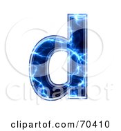 Poster, Art Print Of Blue Electric Symbol Lowercase D