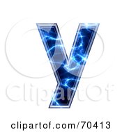 Royalty Free RF Clipart Illustration Of A Blue Electric Symbol Lowercase Y