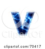 Royalty Free RF Clipart Illustration Of A Blue Electric Symbol Lowercase V