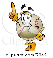 Poster, Art Print Of Baseball Mascot Cartoon Character Pointing Upwards