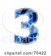 Royalty Free RF Clipart Illustration Of A Blue Electric Symbol Number 3