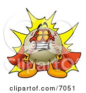 Baseball Mascot Cartoon Character Dressed As A Super Hero