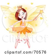Poster, Art Print Of Fairy Girl In An Orange Tutu Surrounded By Hearts