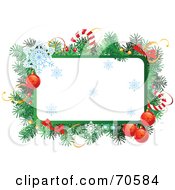 Christmas Text Box With Garland Candy Canes Baubles And Snowflakes