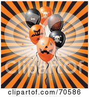 Bursting Black And Orange Background With Halloween Party Balloons