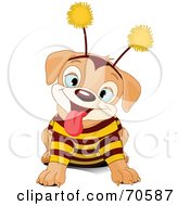 Poster, Art Print Of Cute Puppy Wearing A Bee Costume
