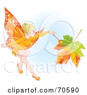 Poster, Art Print Of Fall Fairy Changing A Leaf To Autumn Colors