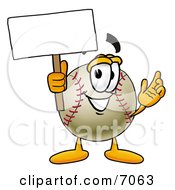 Clipart Picture Of A Baseball Mascot Cartoon Character Holding A Blank Sign