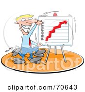 Poster, Art Print Of Grinning Blond Businessman Displaying A Profit Board