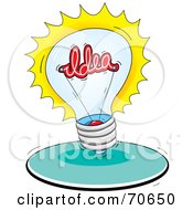 Royalty Free RF Clipart Illustration Of A Bright Lightbulb With An Idea Inside