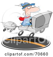 Royalty Free RF Clipart Illustration Of A Businessman Commuting On A Laptop Car by jtoons #COLLC70660-0139
