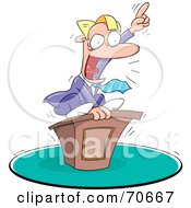 Royalty Free RF Clipart Illustration Of A Motivational Speaker On Top Of His Podium by jtoons