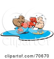 Royalty Free RF Clipart Illustration Of Two Sweaty Boxes Fighting