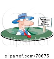 Poster, Art Print Of Businessman Noticing The Small Watch Your Step Sign After Falling In A Hole