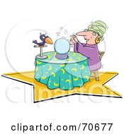 Royalty Free RF Clipart Illustration Of A Fortune Teller With Her Crystal Ball And Bird by jtoons #COLLC70677-0139