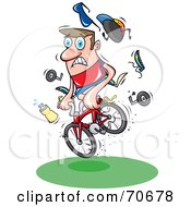 Mountain Biker Losing Control Of His Bike And Belongings