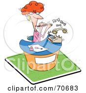 Royalty Free RF Clipart Illustration Of A Red Haired Receptionist Filing Her Nails And Ignoring The Phone by jtoons #COLLC70683-0139