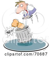 Poster, Art Print Of Business Man Slamming Files Into A Trash Can
