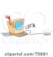 Royalty Free RF Clipart Illustration Of A Clicking Computer Mouse With A Screen And Mail Flag