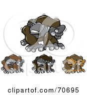 Royalty Free RF Clipart Illustration Of A Digital Collage Of Aggressive Gorillas