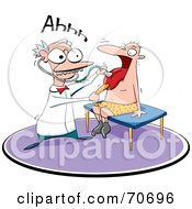 Royalty Free RF Clipart Illustration Of A Man In His Boxers Sticking Out His Tongue For A Doctor