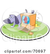 Poster, Art Print Of Purple Dog Taking A Leak On A Computer