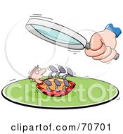 Royalty Free RF Clipart Illustration Of A Hand Holding A Magnifying Glass Over A Ladybug Man