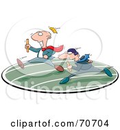 Royalty Free RF Clipart Illustration Of Two Business Men In A Relay Race by jtoons #COLLC70704-0139
