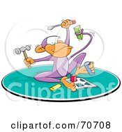 Royalty Free RF Clipart Illustration Of A Smart Monkey Holding Tools And Doing A Puzzle by jtoons #COLLC70708-0139
