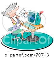 Royalty Free RF Clipart Illustration Of A Hand Reaching Out Of A Computer And Giving A Woman Mail by jtoons #COLLC70716-0139