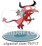 Poster, Art Print Of Red Cupid Devil Holding A Bow And Arrow