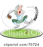 Royalty Free RF Clipart Illustration Of A Golfer Raised Off The Ground While Swinging Hard At A Golf Ball by jtoons #COLLC70724-0139