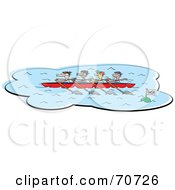 Royalty Free RF Clipart Illustration Of A Rowing Team Passing A Finish Mark by jtoons #COLLC70726-0139