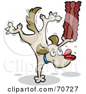 Royalty Free RF Clipart Illustration Of A Dog Doing A Hand Stand With Bacon by jtoons #COLLC70727-0139