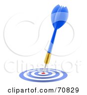 Royalty Free RF Clipart Illustration Of A Blue And Gold Dart On Target by Oligo