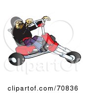 Poster, Art Print Of Middle Aged Biker On A Red Custom Motorcycle