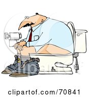 Royalty-Free (RF) Clipart Illustration of a Man Sitting On A Porcelain Bathroom Toilet by djart #COLLC70841-0006