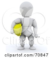 Poster, Art Print Of 3d White Character Carrying A Hardhat And Wrench