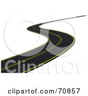 Royalty Free RF Clipart Illustration Of A 3d Curving Black Road With Yellow Lines