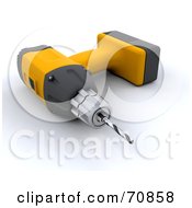 Royalty Free RF Clipart Illustration Of A 3d Black And Yellow Power Drill On Its Side