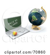 Royalty Free RF Clipart Illustration Of A 3d World Globe With A Back To School Laptop