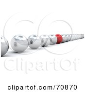 Poster, Art Print Of 3d Row Of Chrome Balls One Red Standing Out