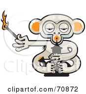 Royalty Free RF Clipart Illustration Of A Pot Monkey With A Lit Match And A Bong by Steve Klinkel #COLLC70872-0051