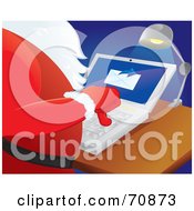 Royalty Free RF Clipart Illustration Of Santa Checking Email Online On A Laptop by Paulo Resende