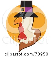Royalty Free RF Clipart Illustration Of A Thanksgiving Turkey Bird Wearing A Pilgrim Hat by Maria Bell