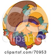Royalty Free RF Clipart Illustration Of A Cornucopia With Autumn Fruits And Veggies by Maria Bell