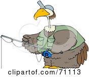 Poster, Art Print Of Bird Wearing A Hat And Vest While Fishing