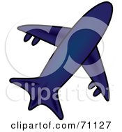 Royalty Free RF Clipart Illustration Of A Blue Flying Airplane by Pams Clipart